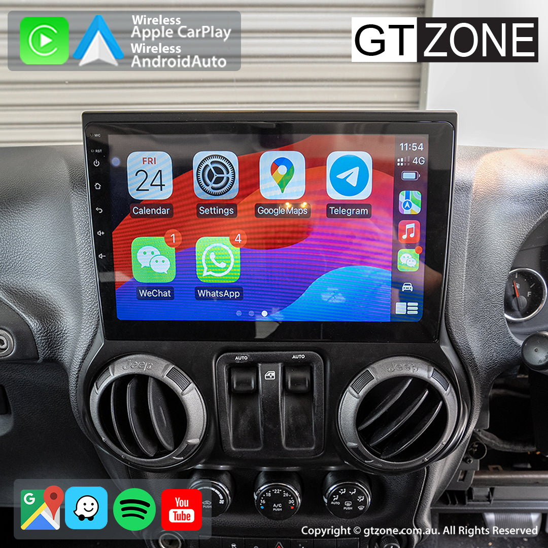 Jeep Wrangler Head Unit Upgrade Kit (2010-2016) - 10inch Touchscreen with Wireless Apple Carplay & Android Auto