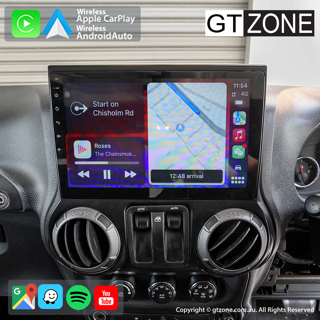 Jeep Wrangler Head Unit Upgrade Kit (2010-2016) - 10inch Touchscreen with Wireless Apple Carplay & Android Auto