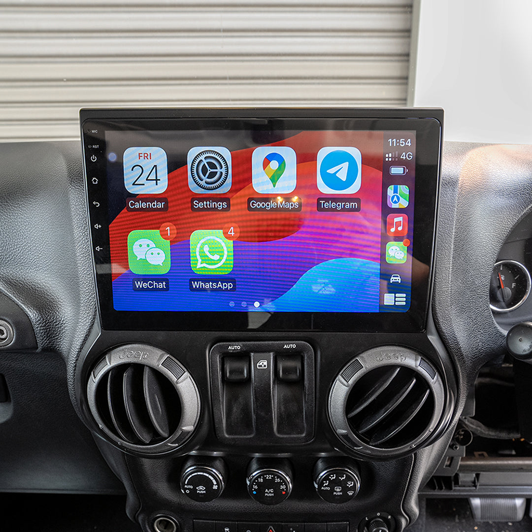 Jeep Wrangler Head Unit Upgrade Kit (2010-2016) - 10inch Touchscreen with Wireless Apple Carplay & Android Auto